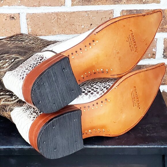 (SOLD on EBay) FORASTERO Men's Leather, Python Skin, Western Boots-Brn&Wht-Sz:8W - Picture 6 of 14